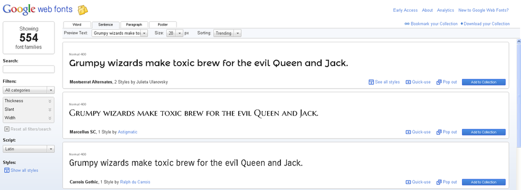 Google Web Fonts